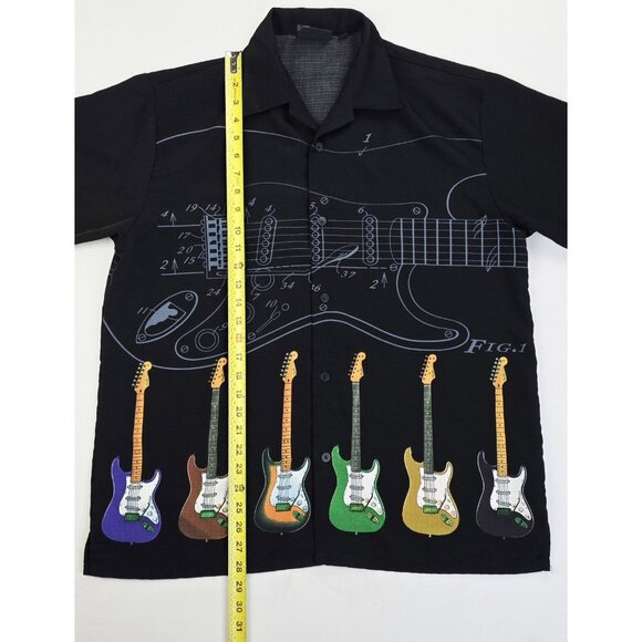 Fender Medium Mens Black Embroidered Sleeve Logo Guitar Front And Back V Neck - Picture 11 of 12